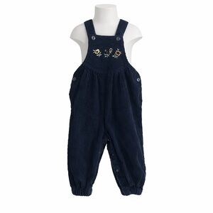 Size 6M Sweet Treasures Vintage Baby Corduroy Overalls Floral Navy Cotton Outfit